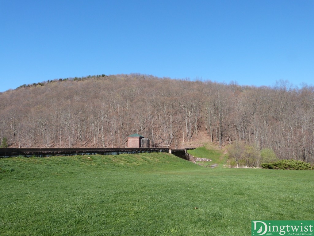 Chauncey Peak at the top, the dam below Crescent Lake to the left.