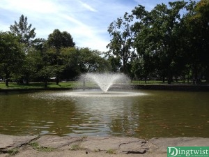 sitting on a park bench